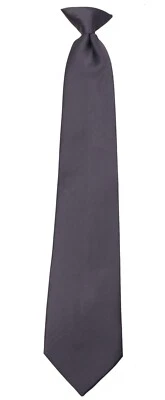 Men's Classic Solid Charcoal Clip On Necktie Business Weddings Formals Party - Image 1 of 3