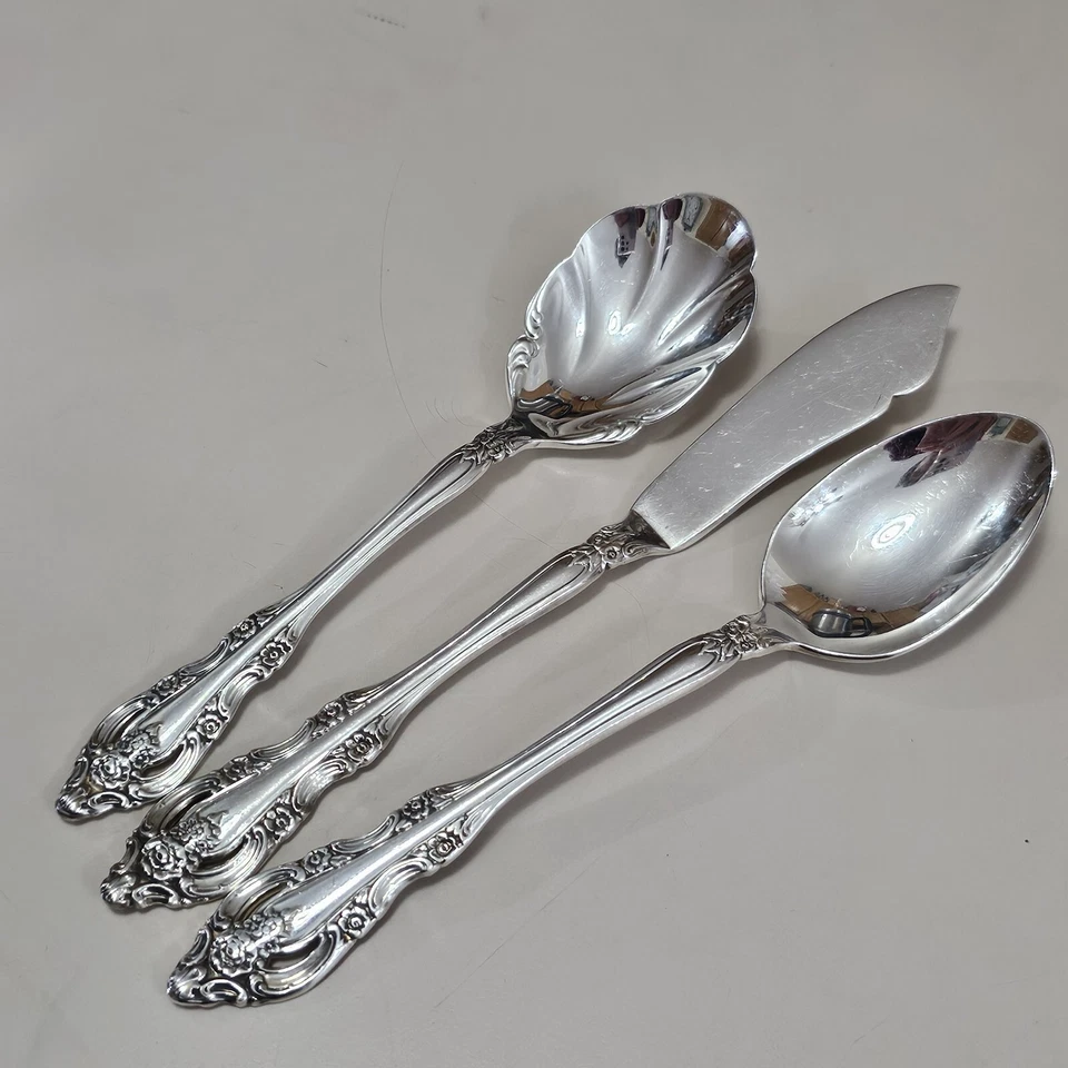 3pc Oneida SILVER ARTISTRY Serving Set teaspoon & sugar spoon butter knife 1965 Foto 4 de 4