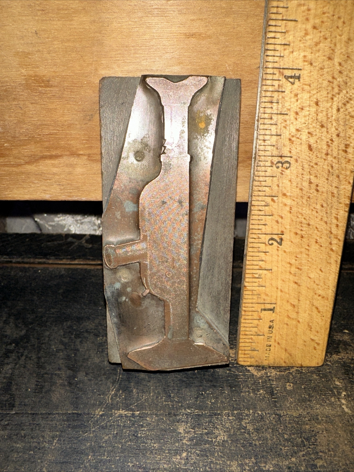 Old Printing Block “ Antique Jack “ Copper Face