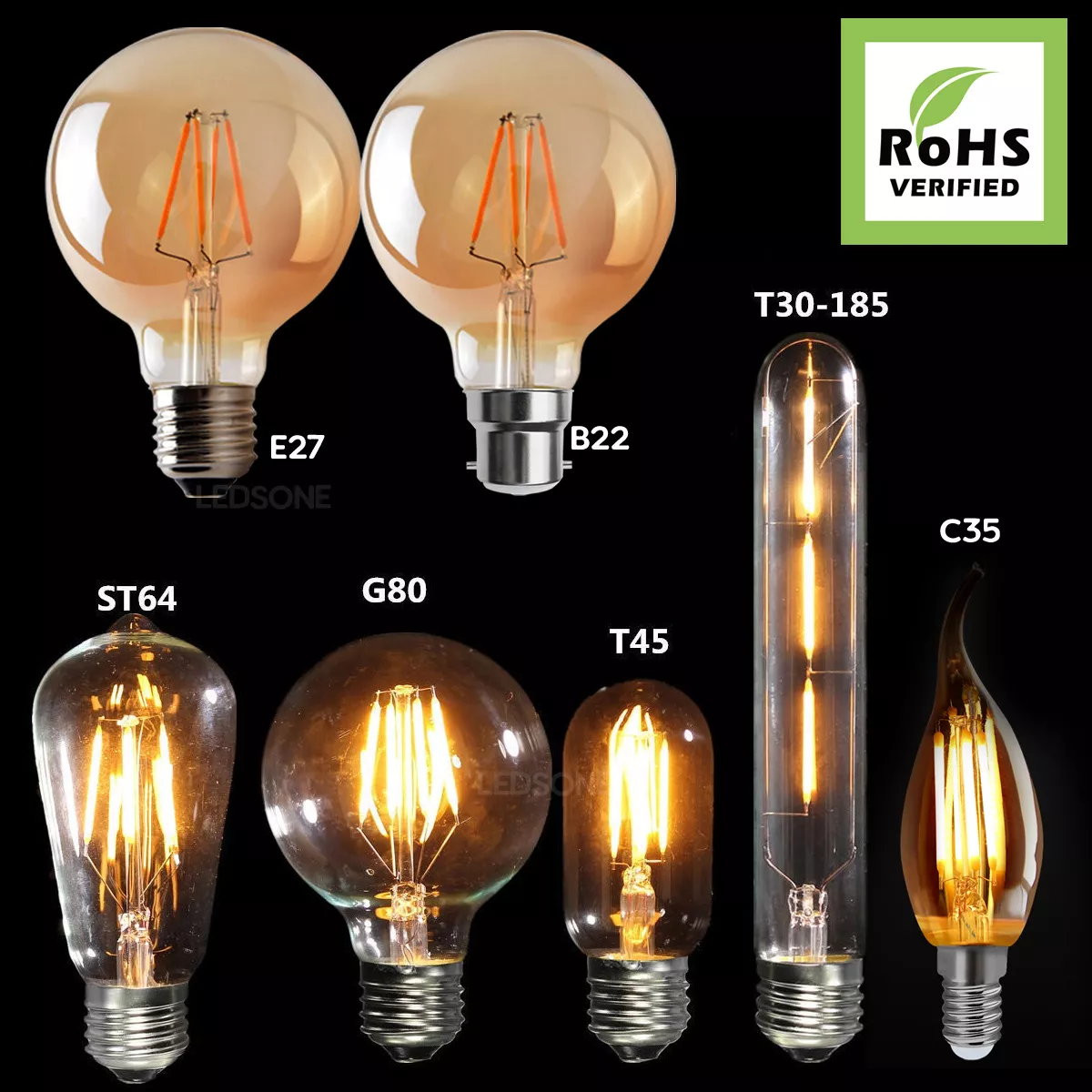 LED Light Bulb Decorative Vintage LED Filament Edison Lightbulb Lamp Radio Valve