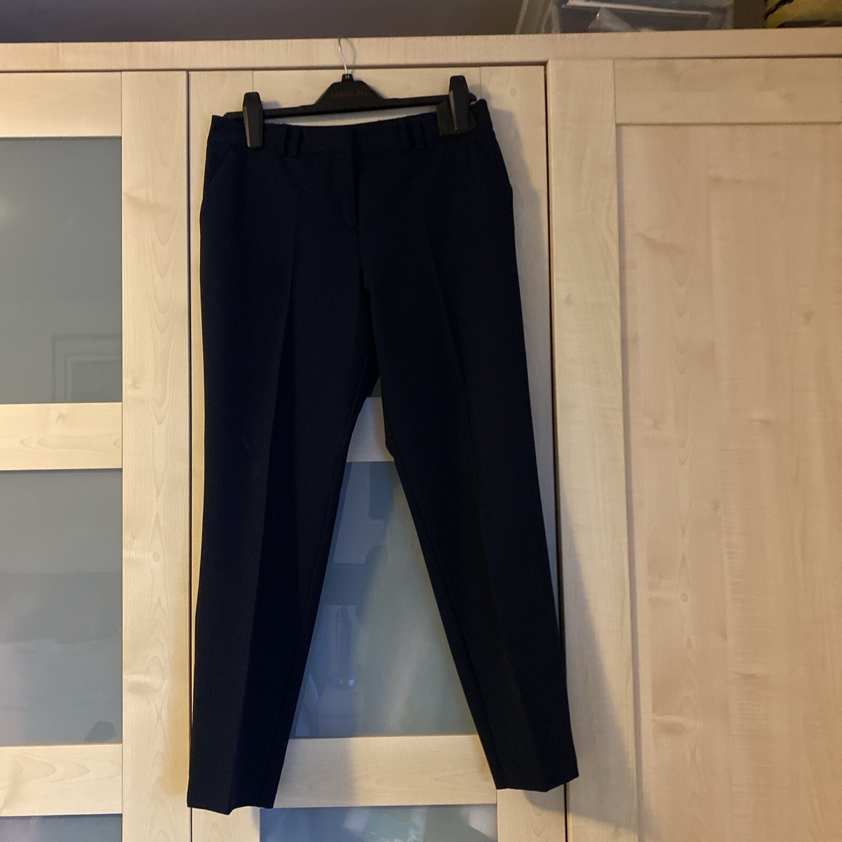 Ladies Dorothy Perkins Cropped Cigarette Navy Trousers Size 10