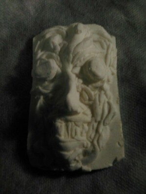 3D Paintable Zombie Face Up Close with Worms Resin Casting 4 inches X 2.5 inches