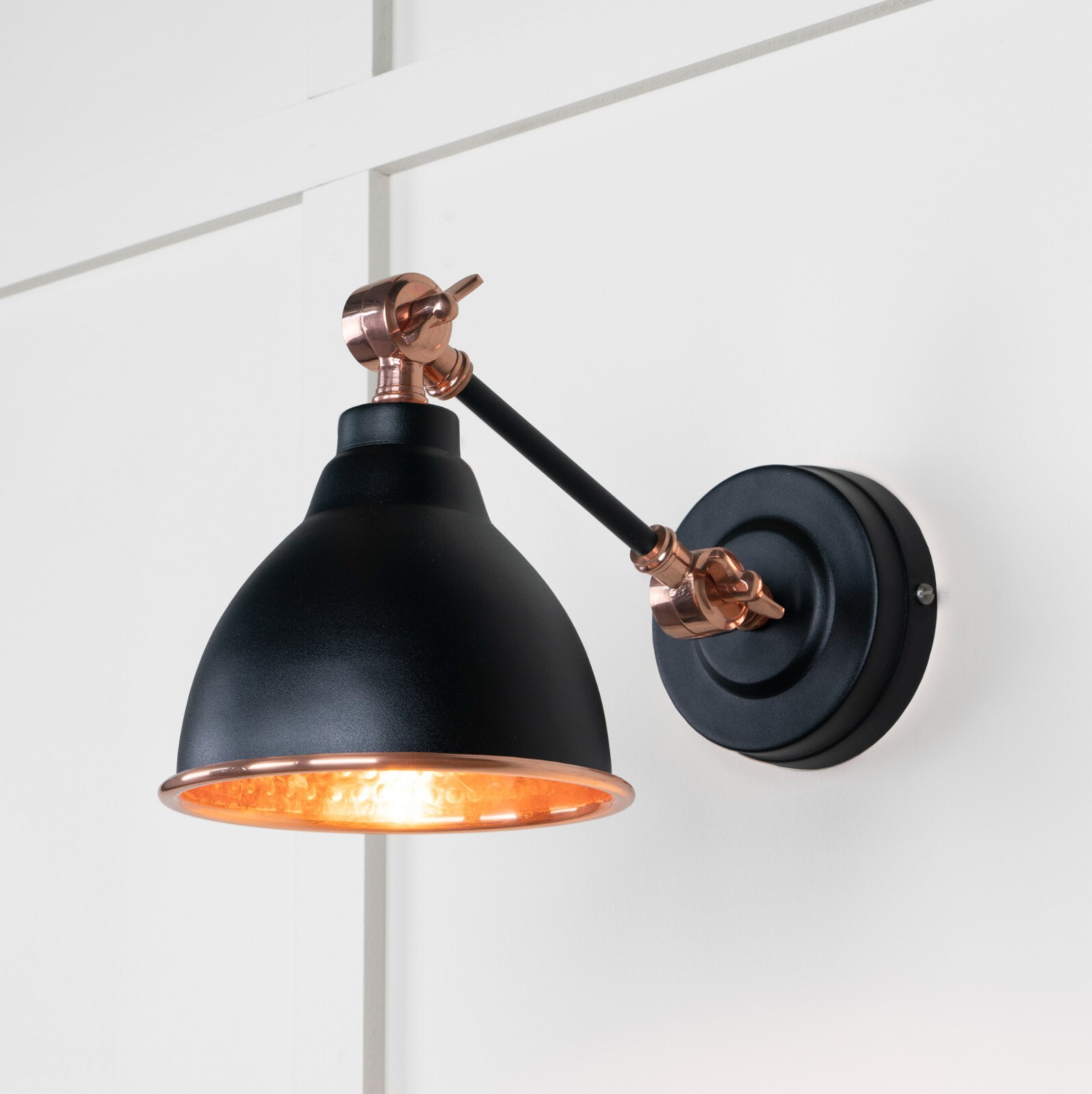 From The Anvil 49717SEB Hammered Copper Brindley Wall Light in Elan Black