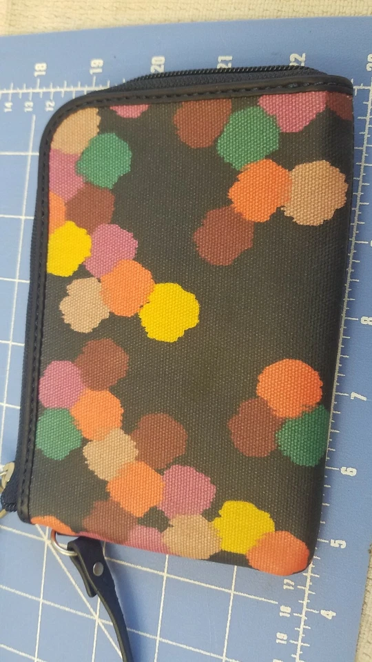 Carteira fóssil meio zíper ao redor lona emborrachada pulseira cor azul marinho mancha - Imagem 4 de 4