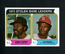 1974 Topps '73 Stolen Base Leaders (T. Harper, L. Brock) #204 NM-MT