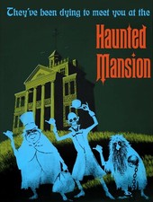 Handmade Haunted Mansion Ride Art 8x10 Quilting or Craft Cotton Fabric Block