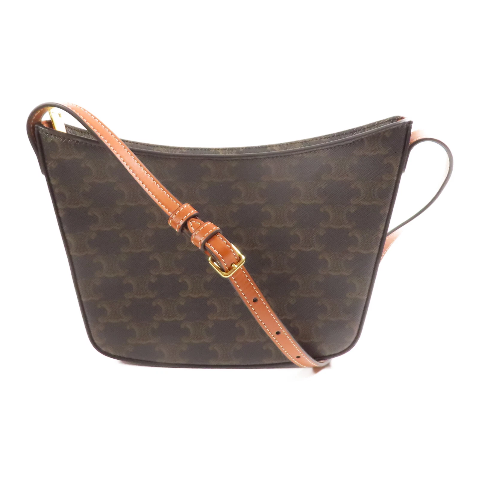 CELINE GHW Borsa a tracolla Croque in tela rivestita in PVC marrone