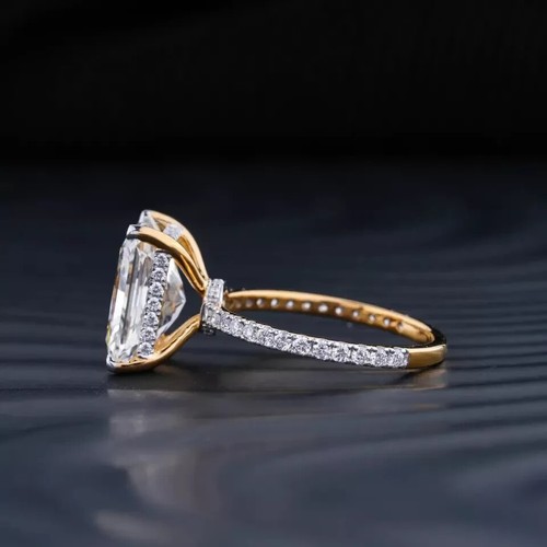 Certified Natural 3.5ct VS1 White Diamond 14K Rose Gold Engagement Ring For Wife - Picture 2 of 8