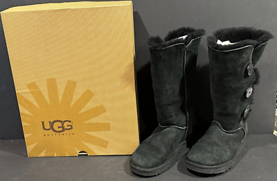 UGG Australia Black Bailey 1873 Button Triplet Sheepskin BOOTS 