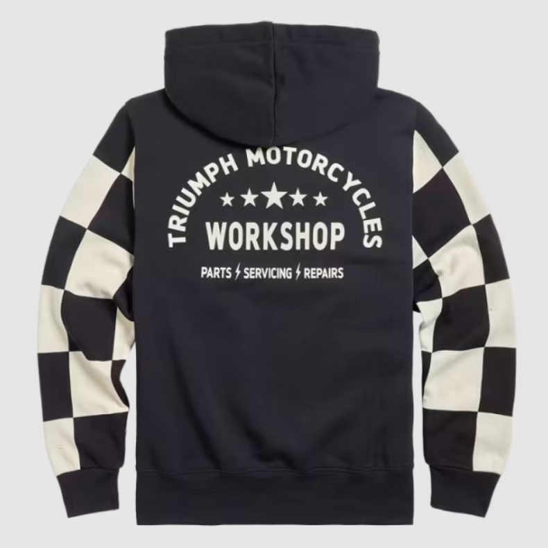 Triumph Motorcycle Haytham Checkerboard Hoodie Black