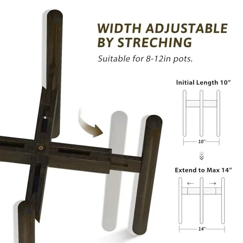 Support de Plante Réglable Intérieur, Support de Plante en Bambou 8 à 17 Pouces,( 3 PACK) - Photo 3/6