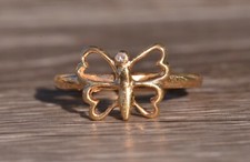 Butterfly Ring with Diamond in Yellow Gold