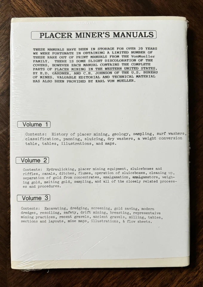 Placer Miner Manuals Set of Vols 1, 2 & 3 by Karl von Mueller ~ NEW - Image 3 of 3