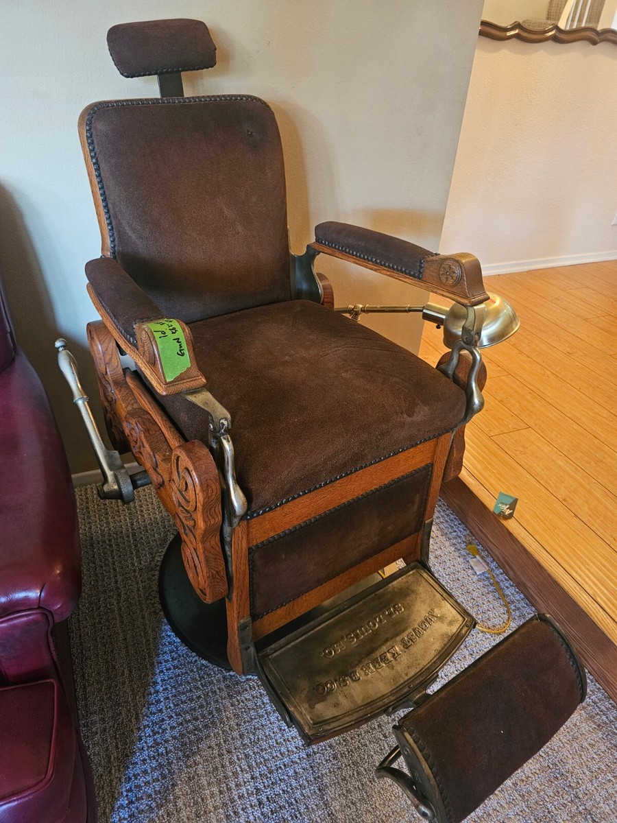 Antique August Kern Oak Barber Chair - Rare Find! | eBay