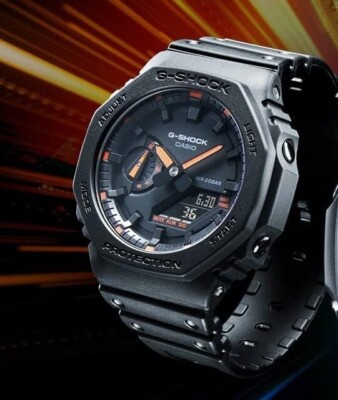 Casio G-Shock GA2100-1A4 48.5mm Black and Orange Analog and