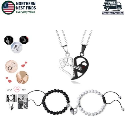 Unique Puzzle Heart Necklace - His and Her Matching Jewelry with Cubic Zirconia