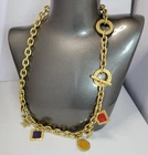 Carlisle New York Necklace / Belt heavy chain multi color charm dangles vintage