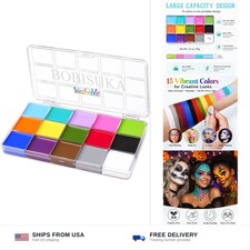 15 Color Face Body Paint Palette Water-Activated Washable Costume Cosplay