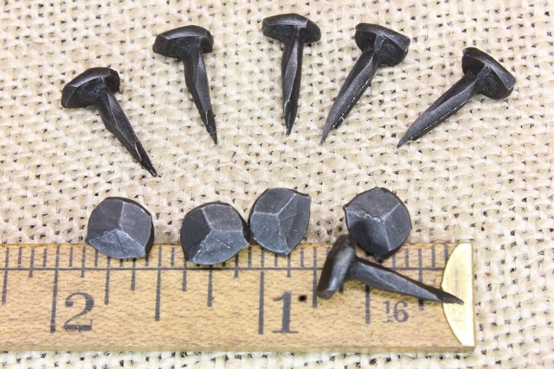 5/8" Rosehead 10 Nails Square Wrought Iron Tacks Vintage Rustic Decorative Look