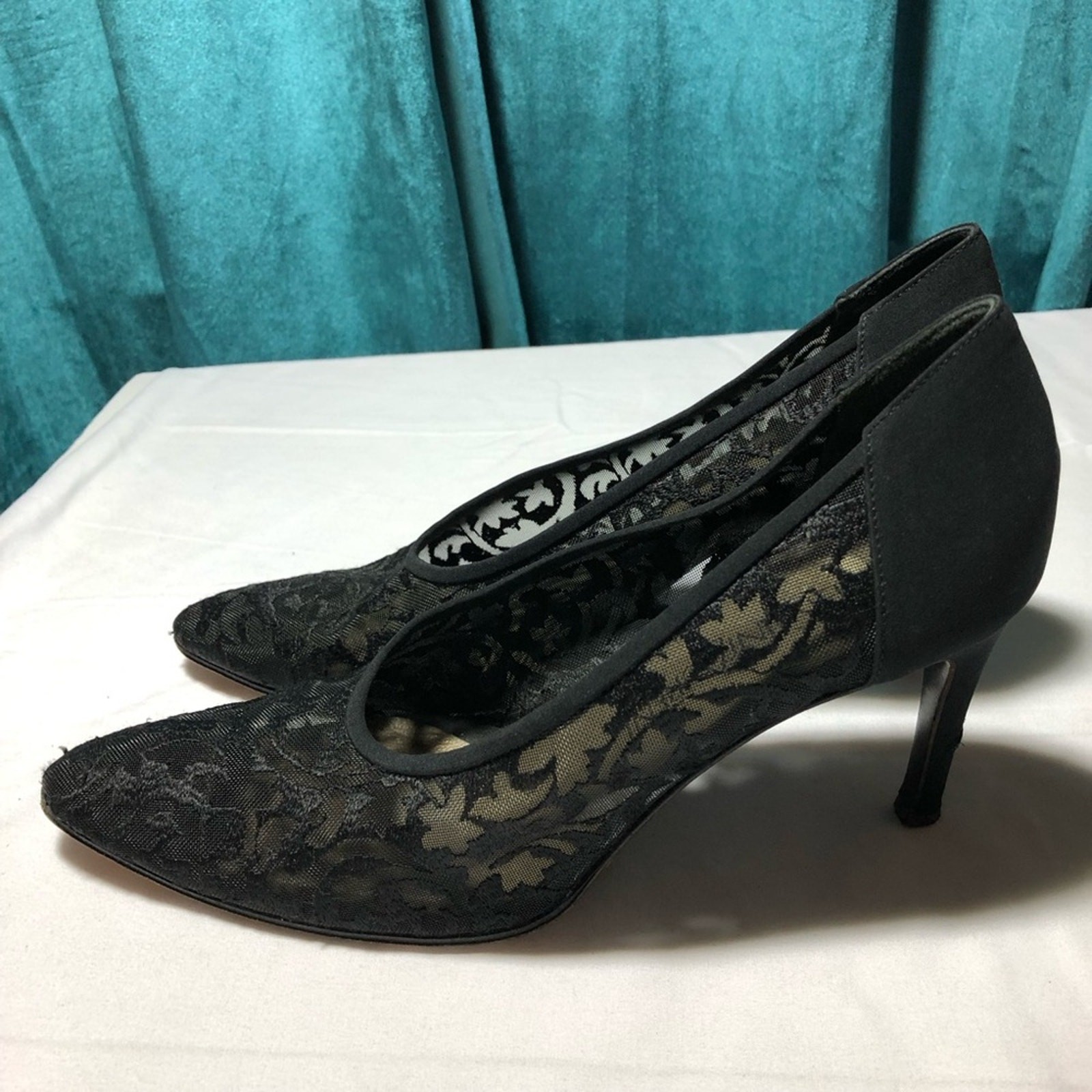 Yves Saint Laurent vintage nero pizzo tacco donna 6 5 made in Italy strega sexy