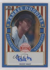 2024 Leaf A Bronx Legacy Yankee Doodles Blue Prismatic 3/15 Rudy May Auto 0u66