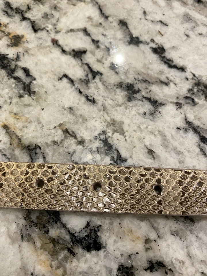 J. Cinturón Crew Piel de Serpiente Cuero Genuino Marrón Tostado Hebilla de Latón Pequeño Foto 3 de 4