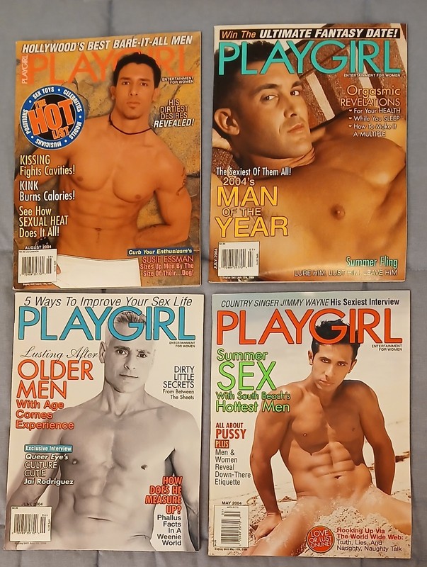LOT of 4 vintage Playgirl Magazines: May June July August 2004 (4) Hot sexy guys