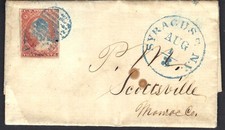B&D: 1851-57 U.S. Scott 10 on Folded Letter, Syracuse 8/1/51