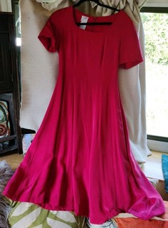 Laura Ashley Vintage Kleid Seide UK 10 Damen Rot