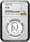 1955 50C Proof Silver Franklin Half Dollar NGC Graded PF 68 in New Holder