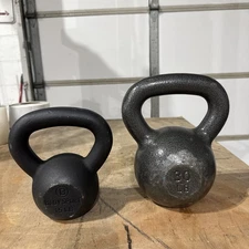 15LB & 30LB Kettlebell Set Hand Weights 45lbs Total Cast Iron