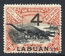 North Borneo Labuan 1899 4c on 12c SG105 used Cat &pound;35