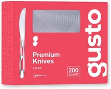 Premium Heavyweight Disposable Knives 200 Count Clear Plastic Knives Heavy
