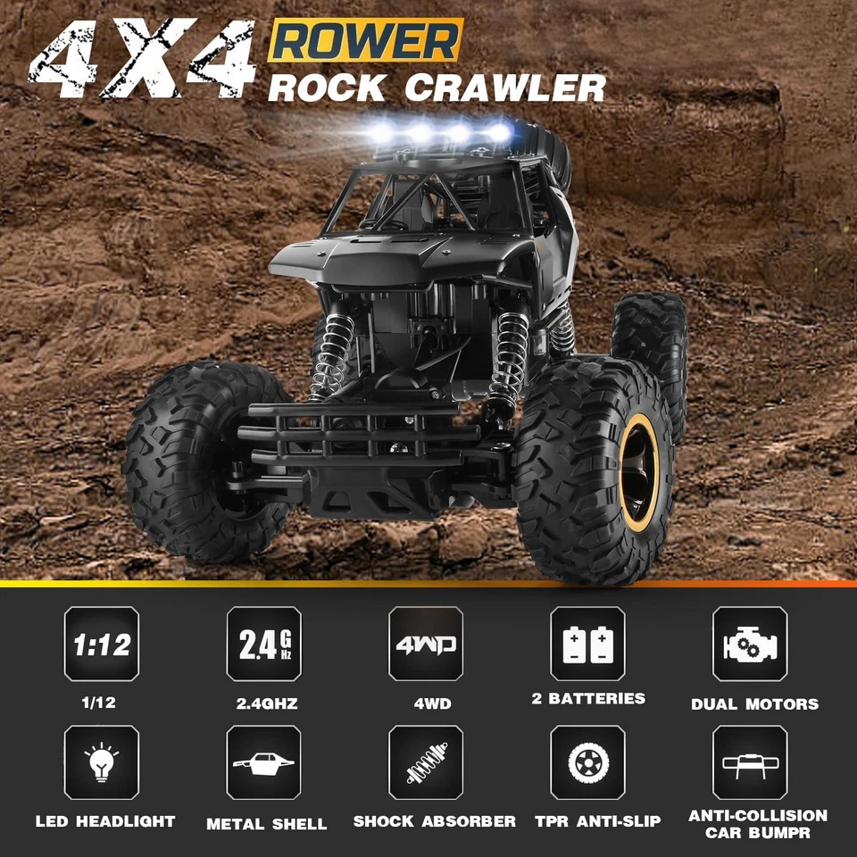 4DRC 1:12 Scale RC Monster Truck 4WD Fast Off-Road Metal Shell 2x Battery 2025 - Image 3 of 4