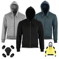 Hombre Moto Fleece Hoodie con Protectores, Impermeable, Verano Moto Chaqueta