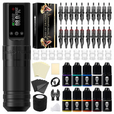 Tattoo Gun Kit Complete Wireless Tattoo Machine Kit, Kiss of Dragon V1 Rotary...