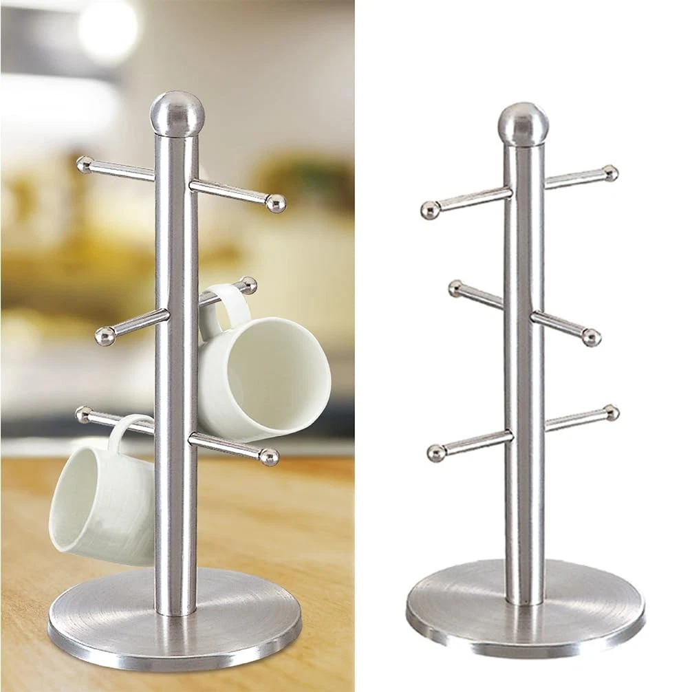 Metal Mug Holder Tree 6 Mugs - Coffee Cup Storage Rack with 6 Hooks for Count...