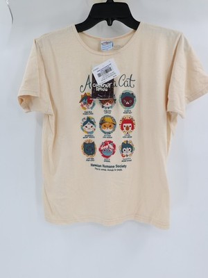 NWT Crazy Shirts top womens small Humane Society Adopt A Cat person coconut Dyed