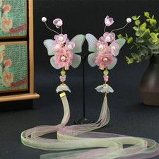 Chiffon Butterfly Hair Clip Chinese Style Performance Hanfu Headpiece 2pc