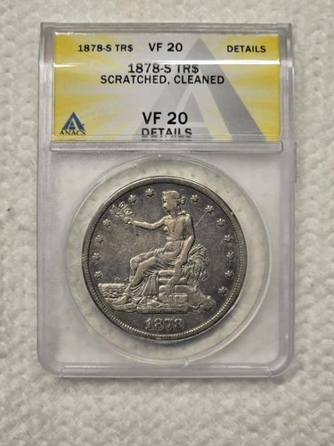 1878-S US SILVER TRADE DOLLAR VF-20!! 👀 😮 🤯 🔥