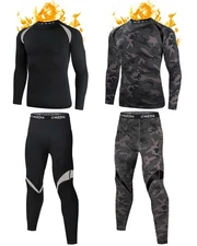 Men's Thermal Top and Bottom Set Underwear Long Johns Base Layer with Soft Fl...