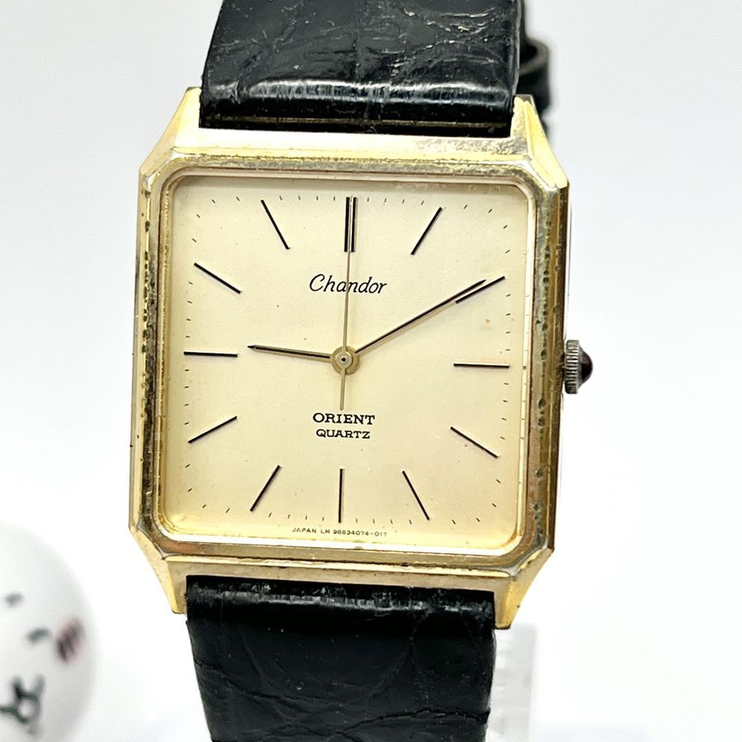 Chandor ORIENT QUARTZゴールドダイヤル 腕時計 junk ORIENT Chandor Quartz Watch Gold Tone Vintage 34mm Not