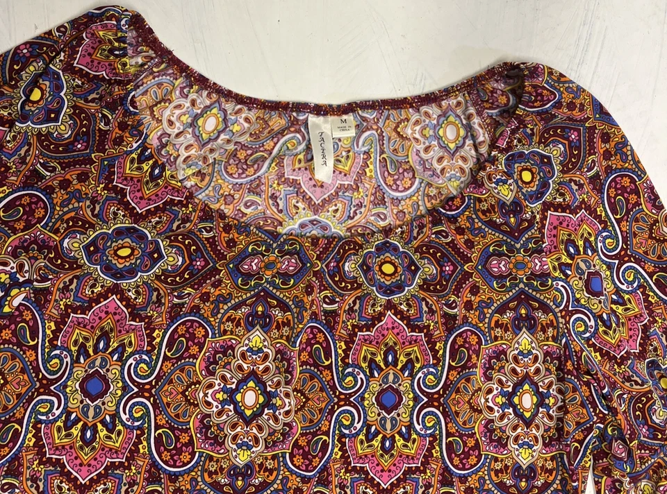 TACERA - женщин ретро платье Bell рукав геометрический оболочка цветочный 3/4 рукав - Изображение 3 из 4