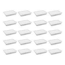 20pcs 3 Compartment Foil Pans with Lids - Rectangular Aluminum Tray for
