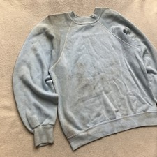Vintage 60  s Sportswear Blank Crewneck Sweatshirt Small Grunge Distressed Blue