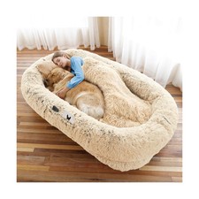 Human Dog Bed, 71''x45''x12'' Size Fits You and Pets, Washable Faux Fur Pet B...