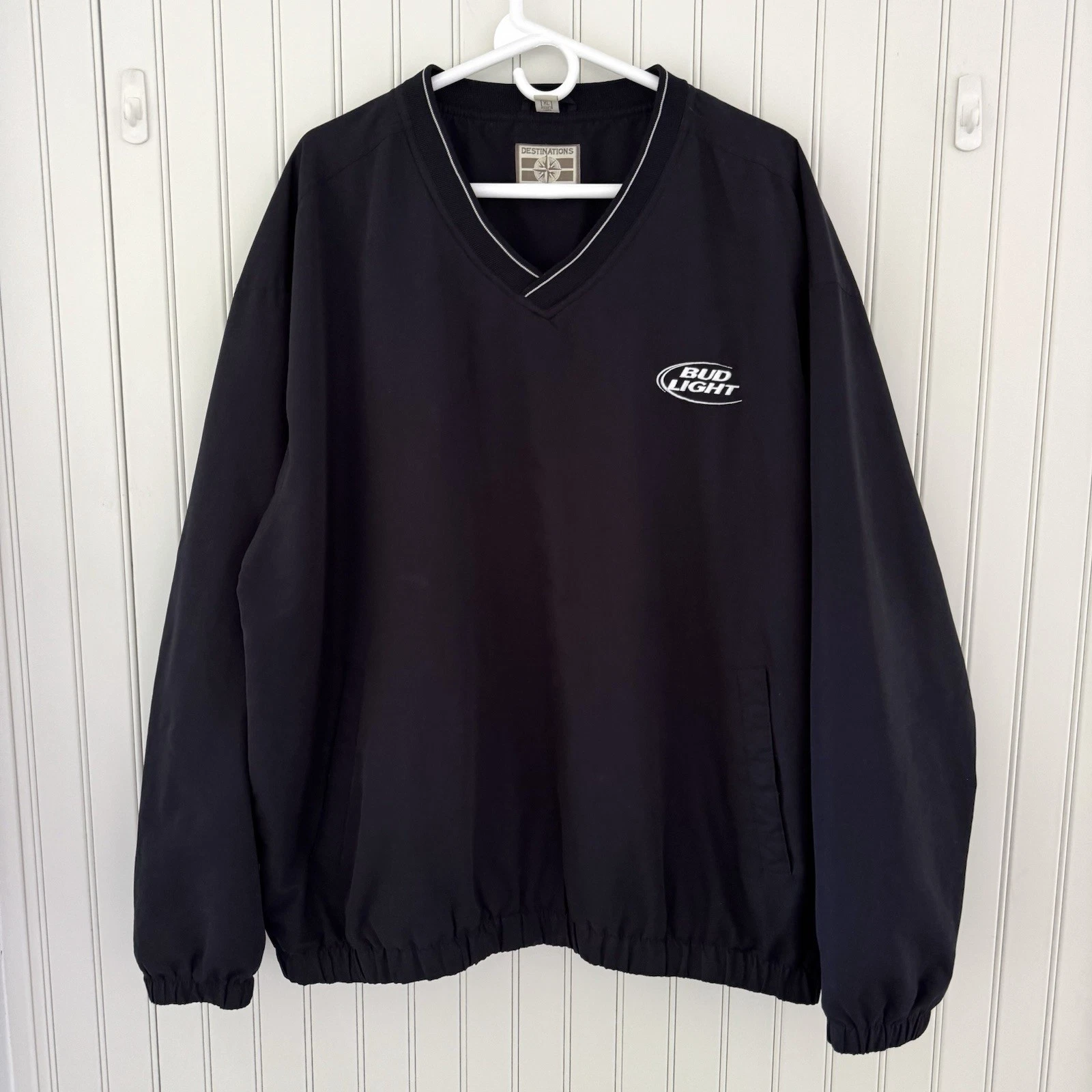 Bud Light Embroidered Pullover Windshirt Windbreaker Navy XL Softshell Golf Beer