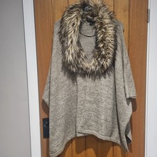 Primark Atmosphere Faux Fur Collar Poncho/Cape Beige/Brown/Cream