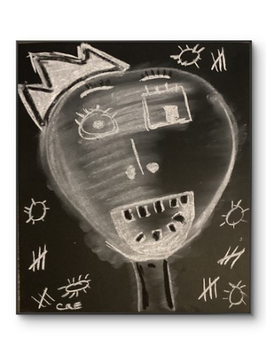 #ad #ad Basquiat Style Graffiti Abstract Art Face White Original 11 by 14 $32.00