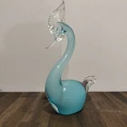 Vintage Murano Blue Glass Swan Figurine Sculpture 22cm EXC